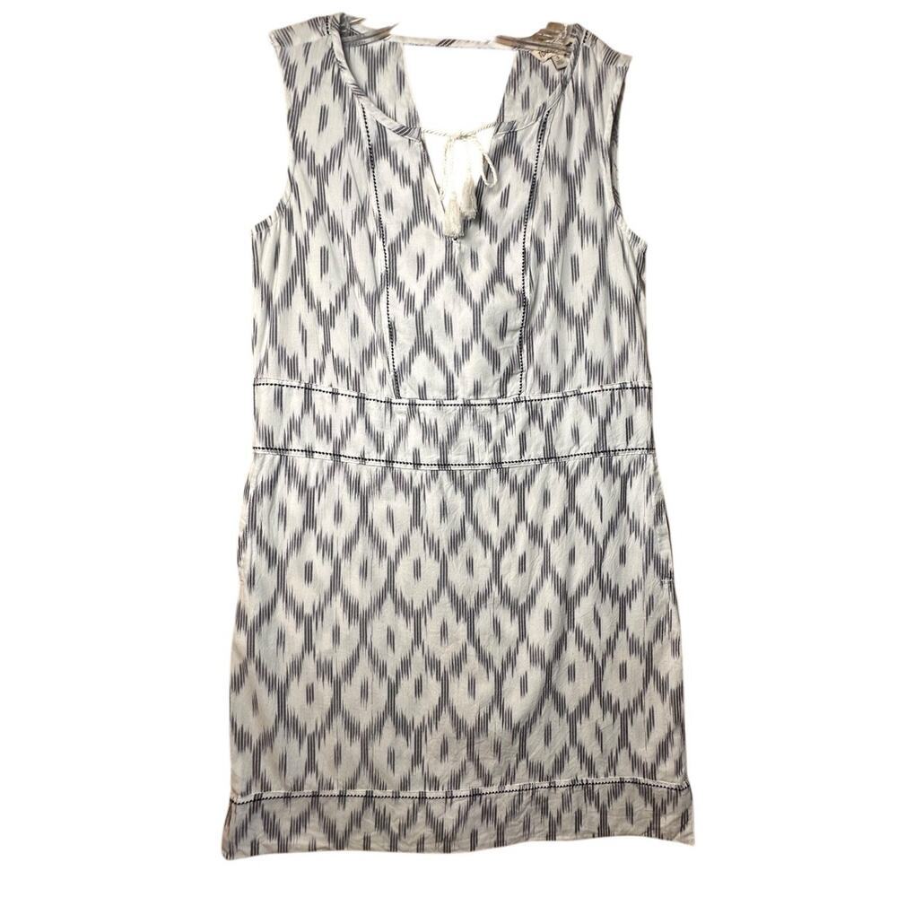 Toad & Co Women's White Navy Shakti Printed V Neck Sleeveless Dress Sz S Resort‎